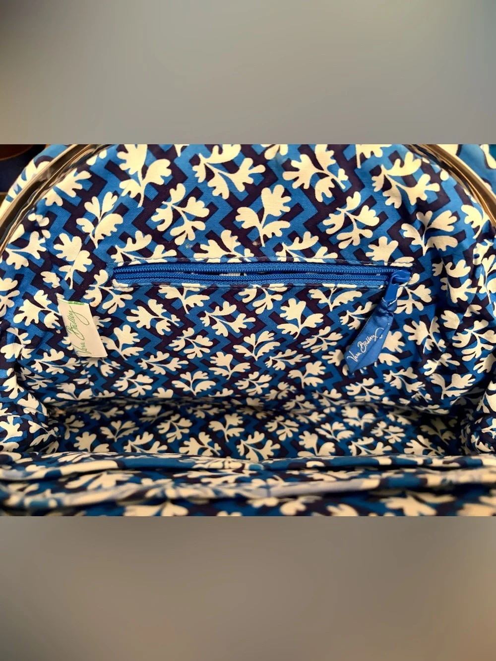Vera Bradley Blue and White Quilted Floral Clasp Purse